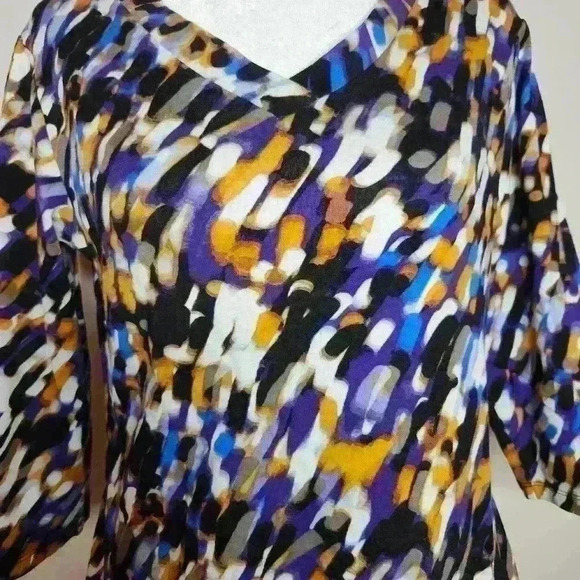 Anne Klein sport women's purple geometric blouse size petite medium - Picture 3 of 5